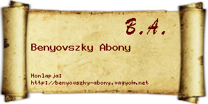 Benyovszky Abony névjegykártya